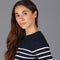 Womens Ultra-Fine Cotton Breton Crew Neck Jumper Navy-Jumper-Paul James Knitwear-XS-Navy-Urbanheer