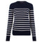 Womens Ultra-Fine Cotton Breton Crew Neck Jumper Navy-Jumper-Paul James Knitwear-XS-Navy-Urbanheer