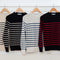 Womens Ultra-Fine Cotton Breton Crew Neck Jumper Navy-Jumper-Paul James Knitwear-XS-Navy-Urbanheer