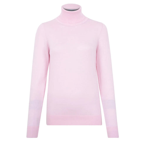 Womens Ultra-Fine Cotton Roll Neck Long Sleeve Jumper Navy-Jumper-Paul James Knitwear-S-Soft Pink-Urbanheer