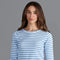 Womens Ultra Fine Cotton Round Neck Breton Stripe Jumper-Jumper-Paul James Knitwear-M-Sky Blue-Urbanheer