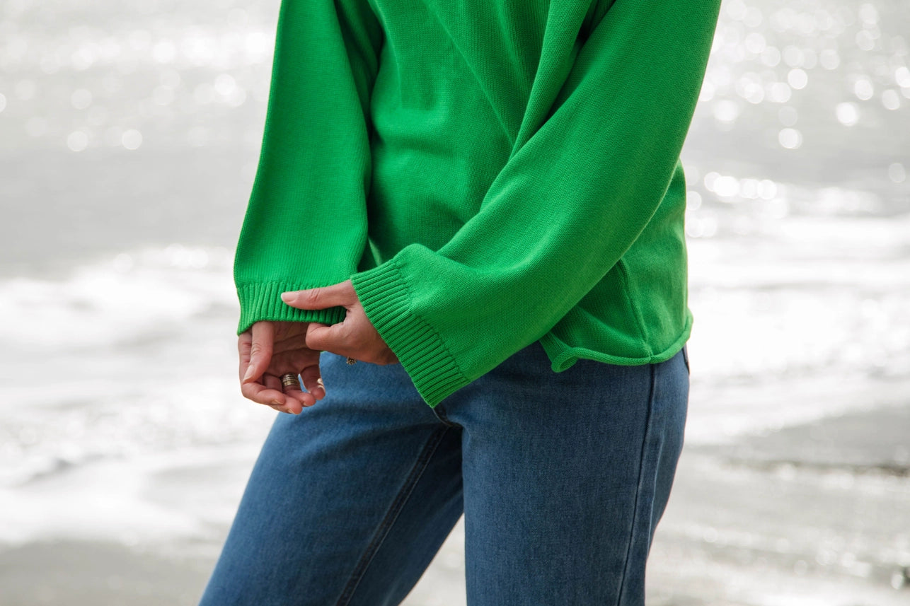 Women's V-Neck Jumper Spring Green-Jumper-Rapanui Clothing-8-Spring Green-Urbanheer