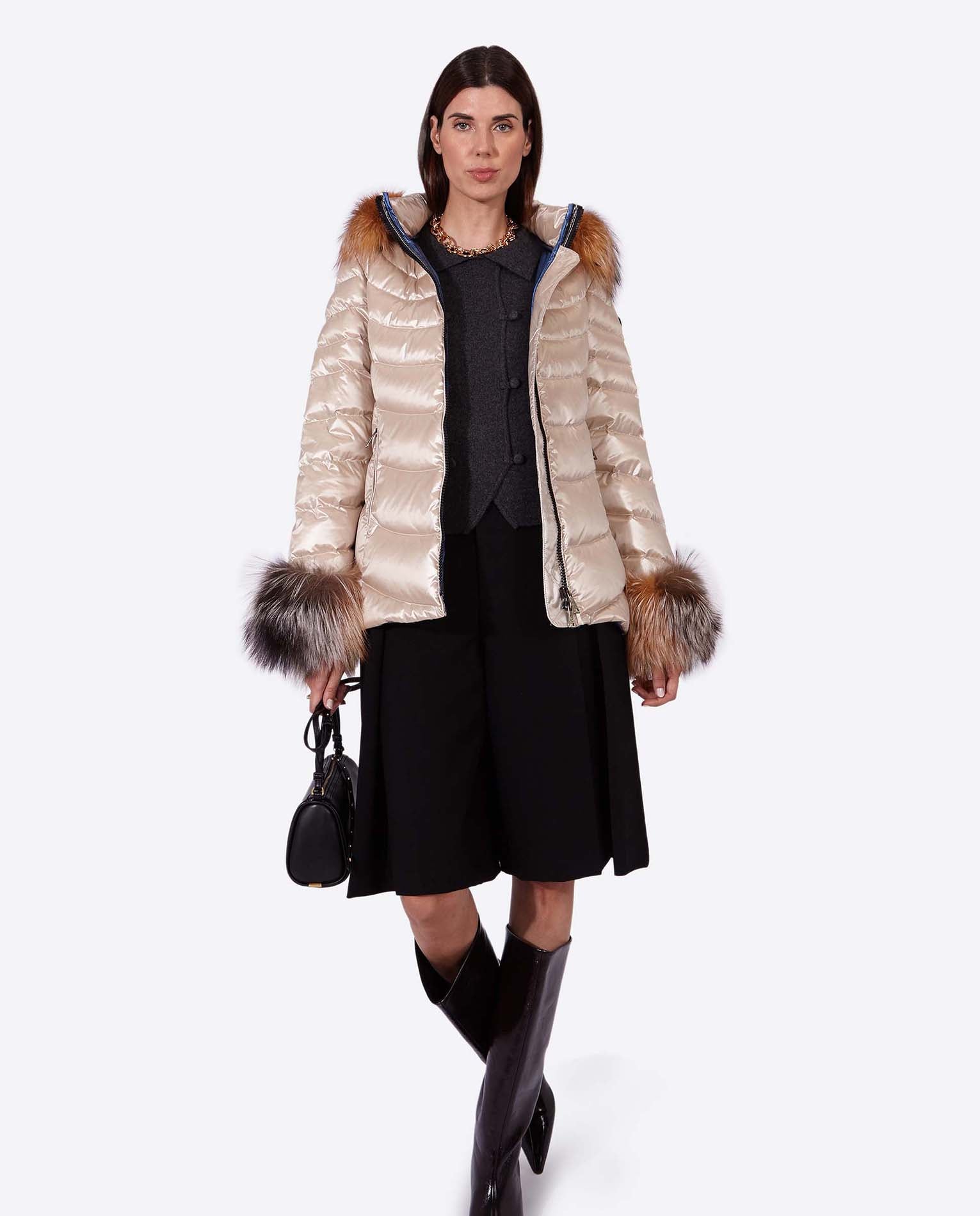 Women's down jacket ELIZABETH CHAMPAGNE-Jacket-Henry Arroway-XS-Champagne-Urbanheer