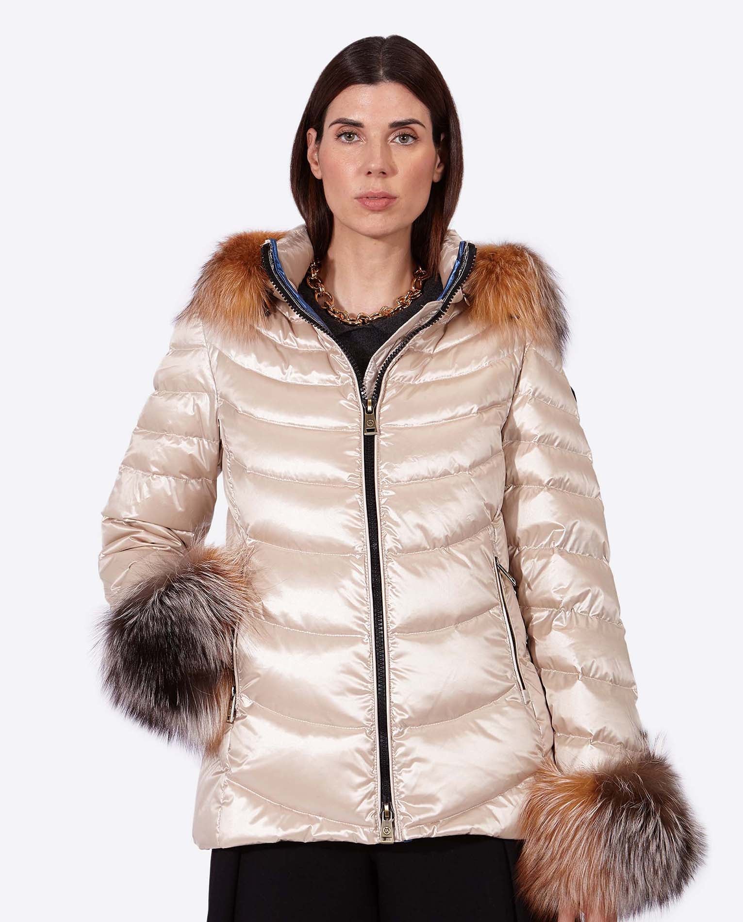 Women's down jacket ELIZABETH CHAMPAGNE-Jacket-Henry Arroway-XS-Champagne-Urbanheer