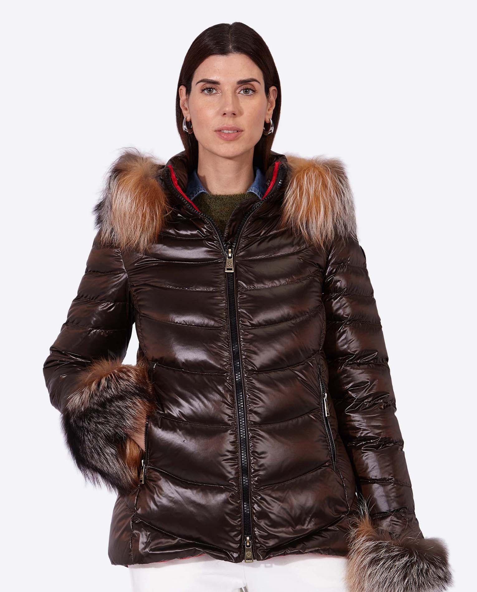 Women's down jacket ELIZABETH MOKA-Jacket-Henry Arroway-XS-Moka-Urbanheer