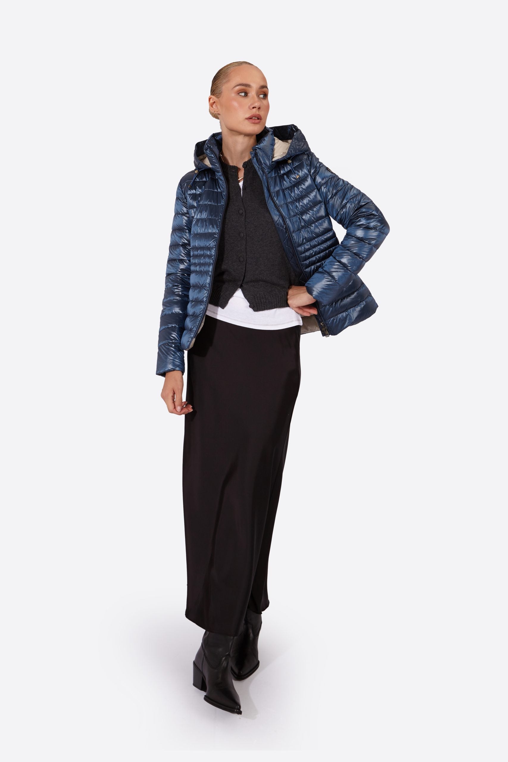 Women's short down jacket HALLEY COBALT-Jacket-Henry Arroway-XS-COBALT-Urbanheer