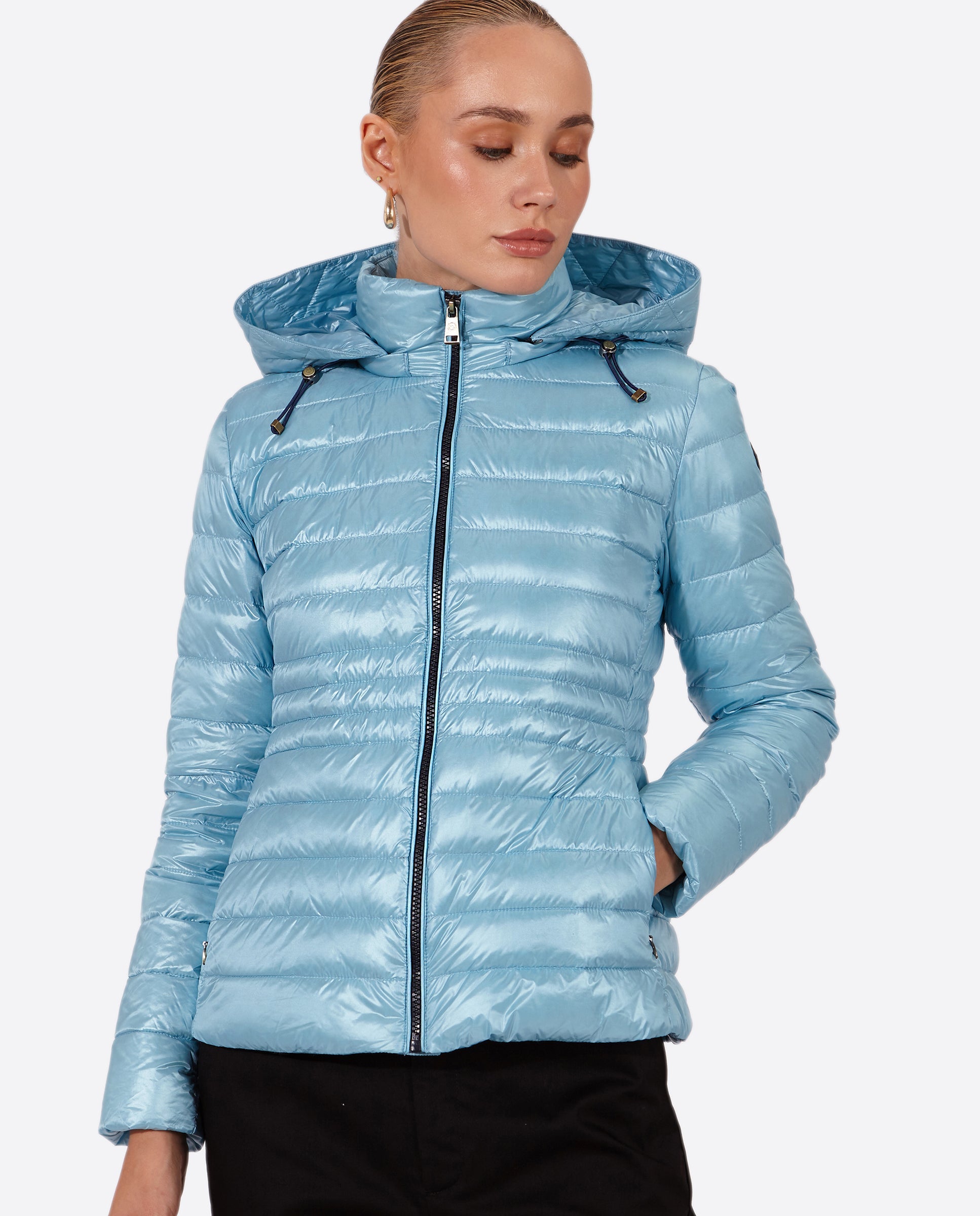 Women's short down jacket HALLEY CRYSTAL BLUE-Jacket-Henry Arroway-XS-CRYSTAL BLUE-Urbanheer
