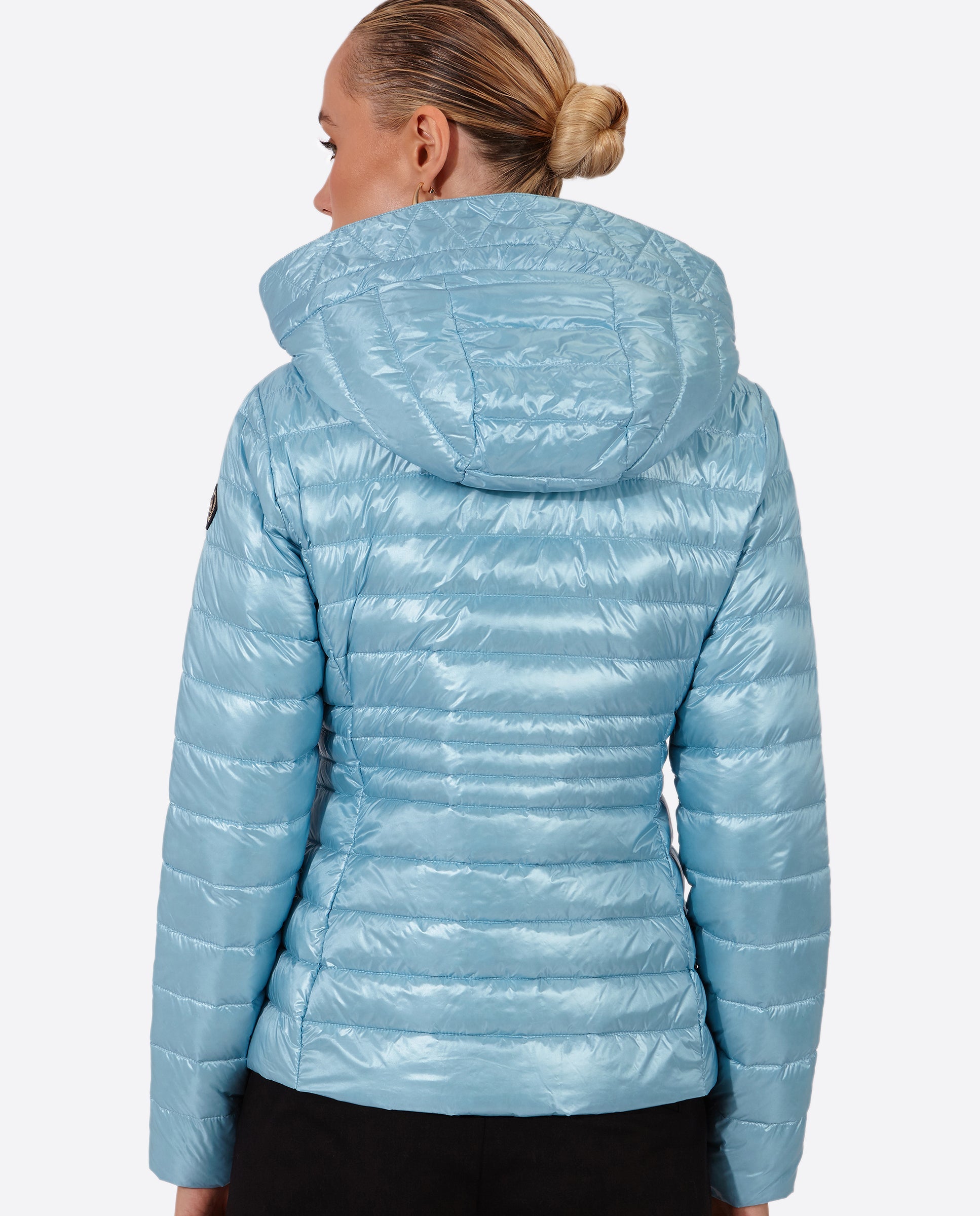 Women's short down jacket HALLEY CRYSTAL BLUE-Jacket-Henry Arroway-XS-CRYSTAL BLUE-Urbanheer