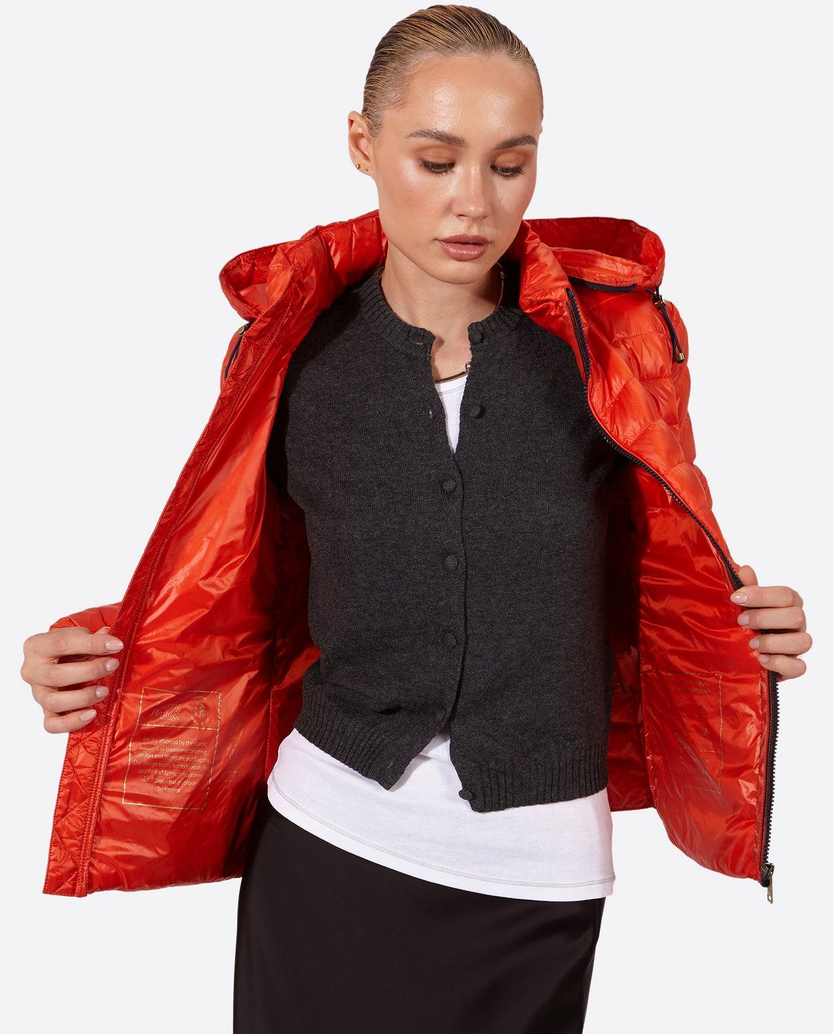 Women's short down jacket HALLEY Orange-Jacket-Henry Arroway-XS-Orange-Urbanheer