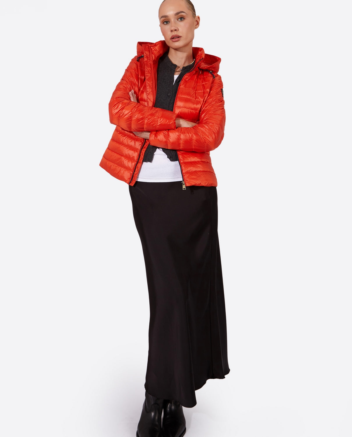 Women's short down jacket HALLEY Orange-Jacket-Henry Arroway-XS-Orange-Urbanheer