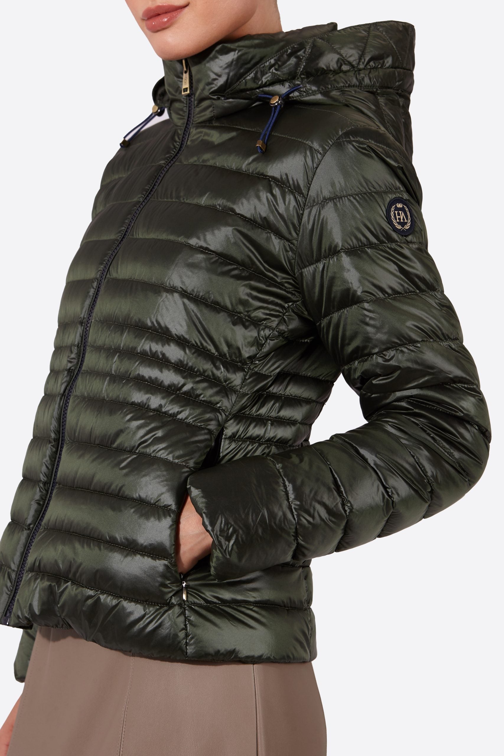 Women's short down jacket HALLEY ROYAL GREEN-Jacket-Henry Arroway-XS-ROYAL GREEN-Urbanheer