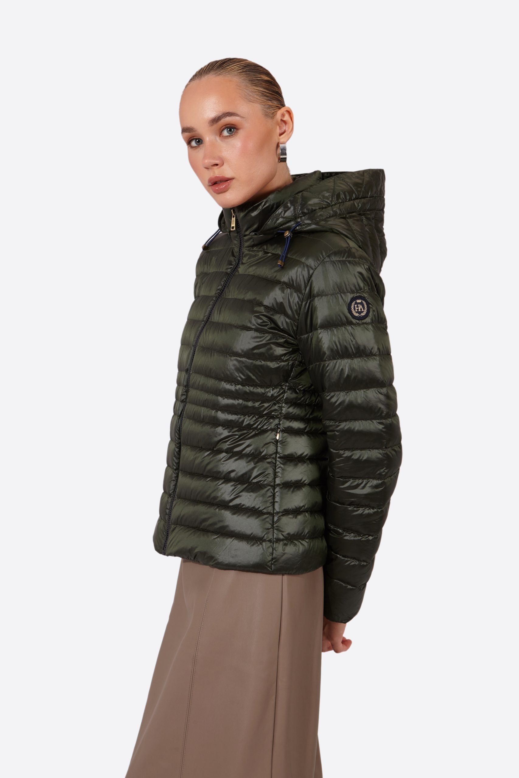 Women's short down jacket HALLEY ROYAL GREEN-Jacket-Henry Arroway-XS-ROYAL GREEN-Urbanheer