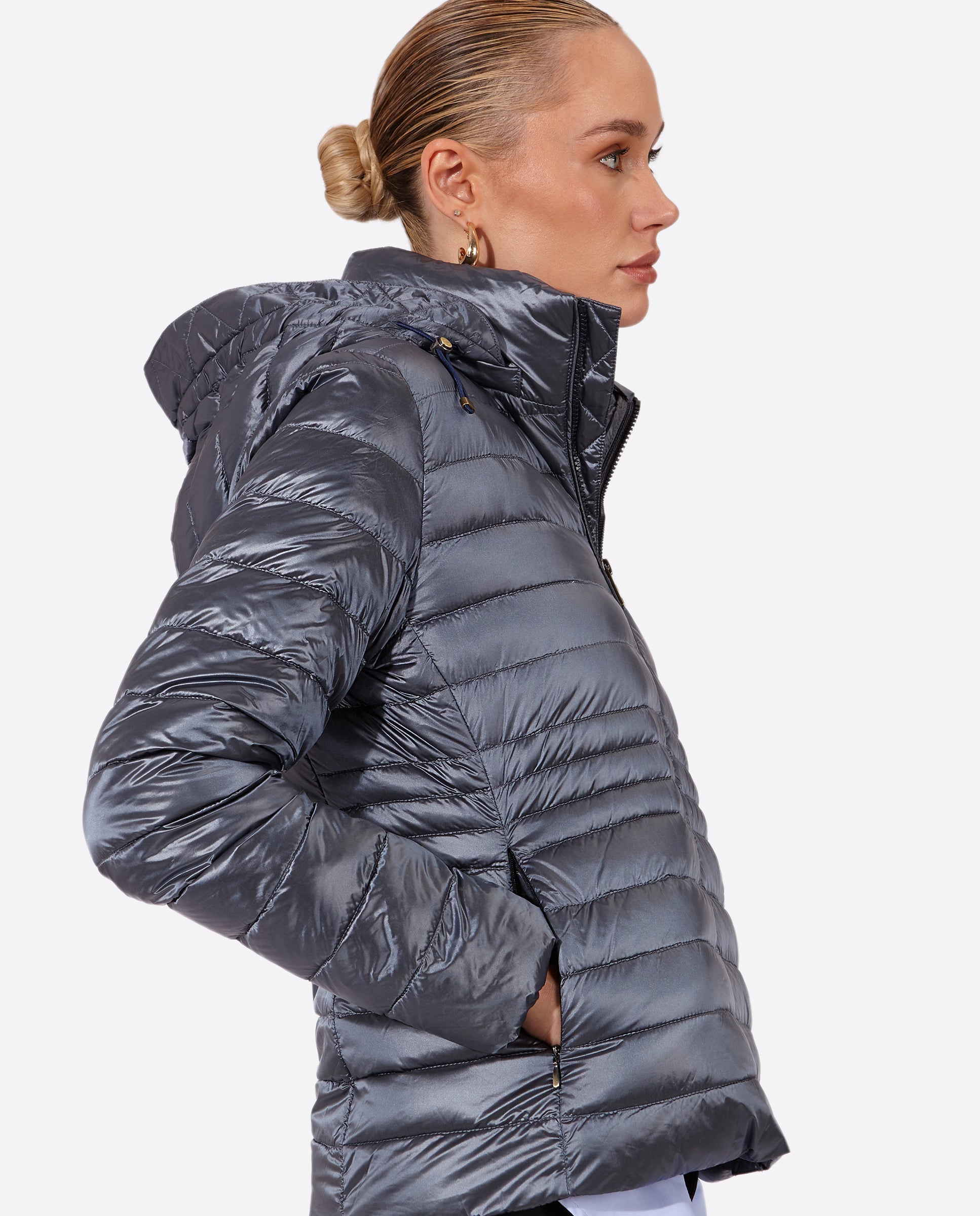 Women's short down jacket HALLEY STEEL BLUE-Jacket-Henry Arroway-XS-Steel Blue-Urbanheer