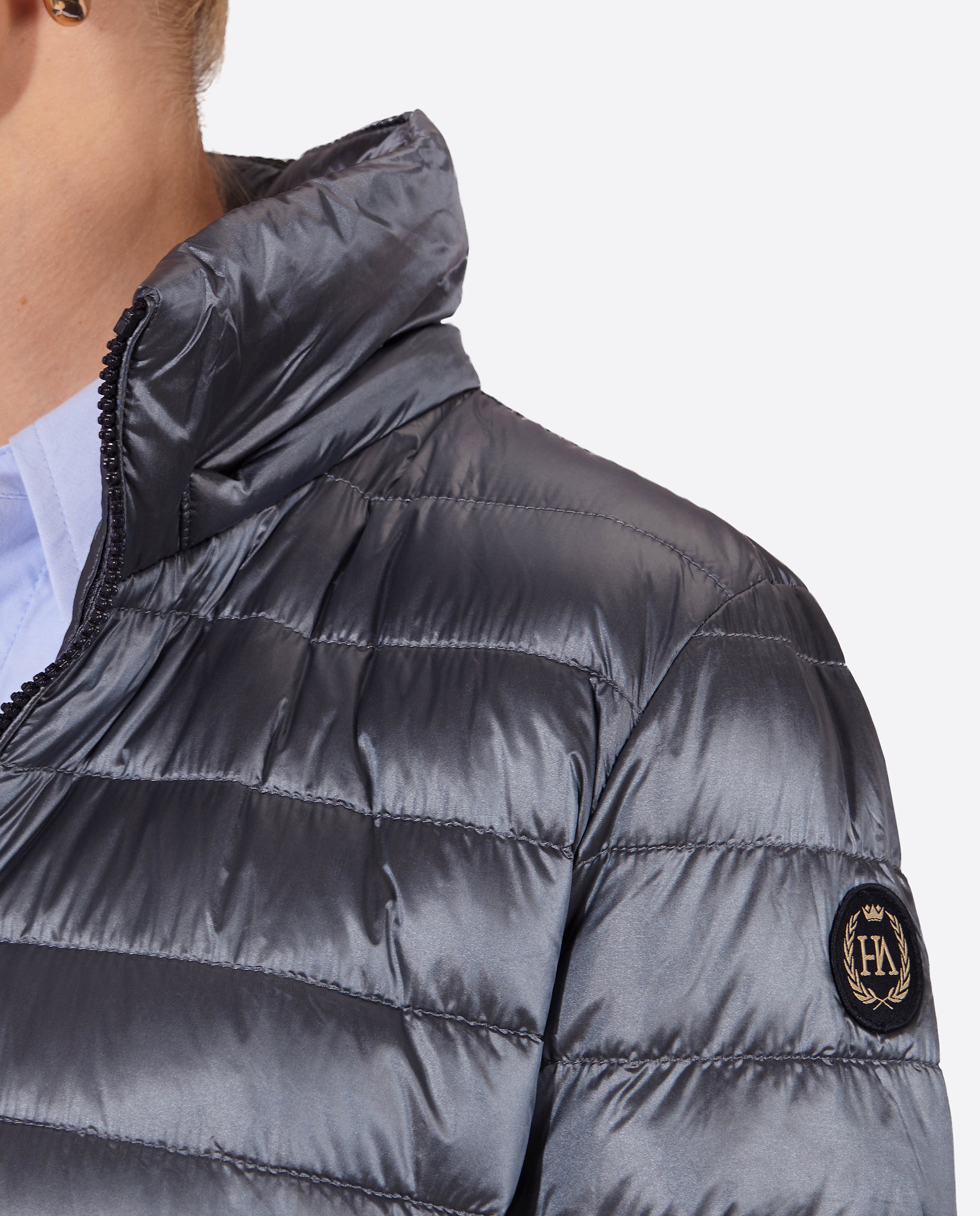 Women's short down jacket HALLEY STEEL BLUE-Jacket-Henry Arroway-XS-Steel Blue-Urbanheer