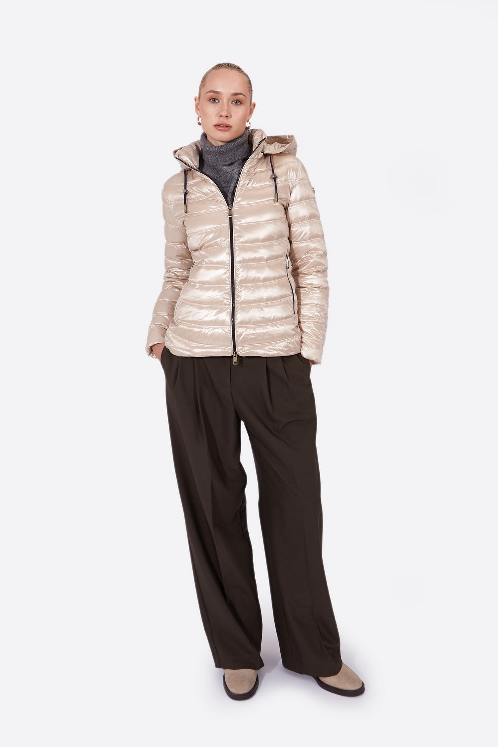 Women's short down jacket ROSALIA Champagne-Jacket-Henry Arroway-XS-Champagne-Urbanheer