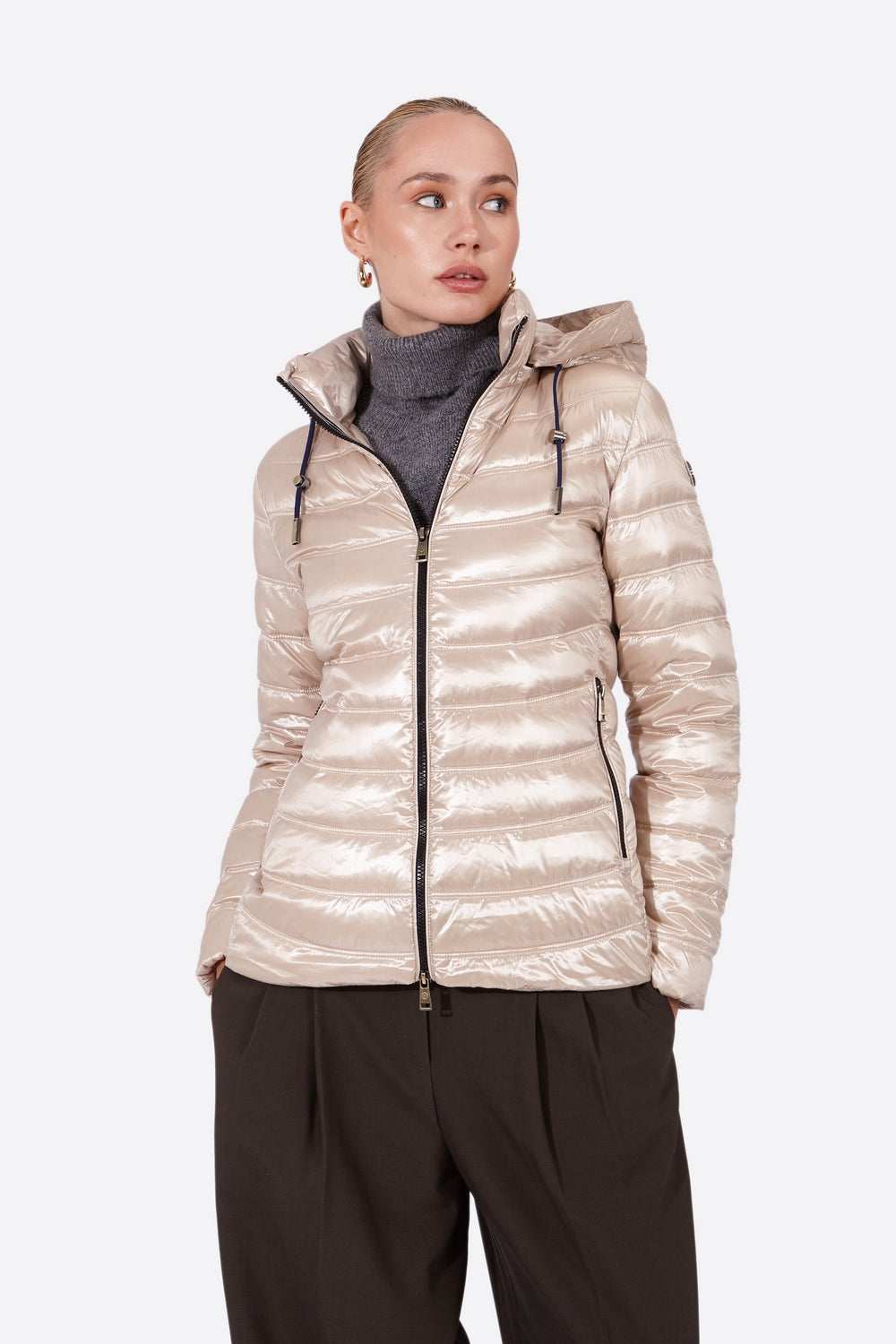 Women's short down jacket ROSALIA Champagne-Jacket-Henry Arroway-XS-Champagne-Urbanheer