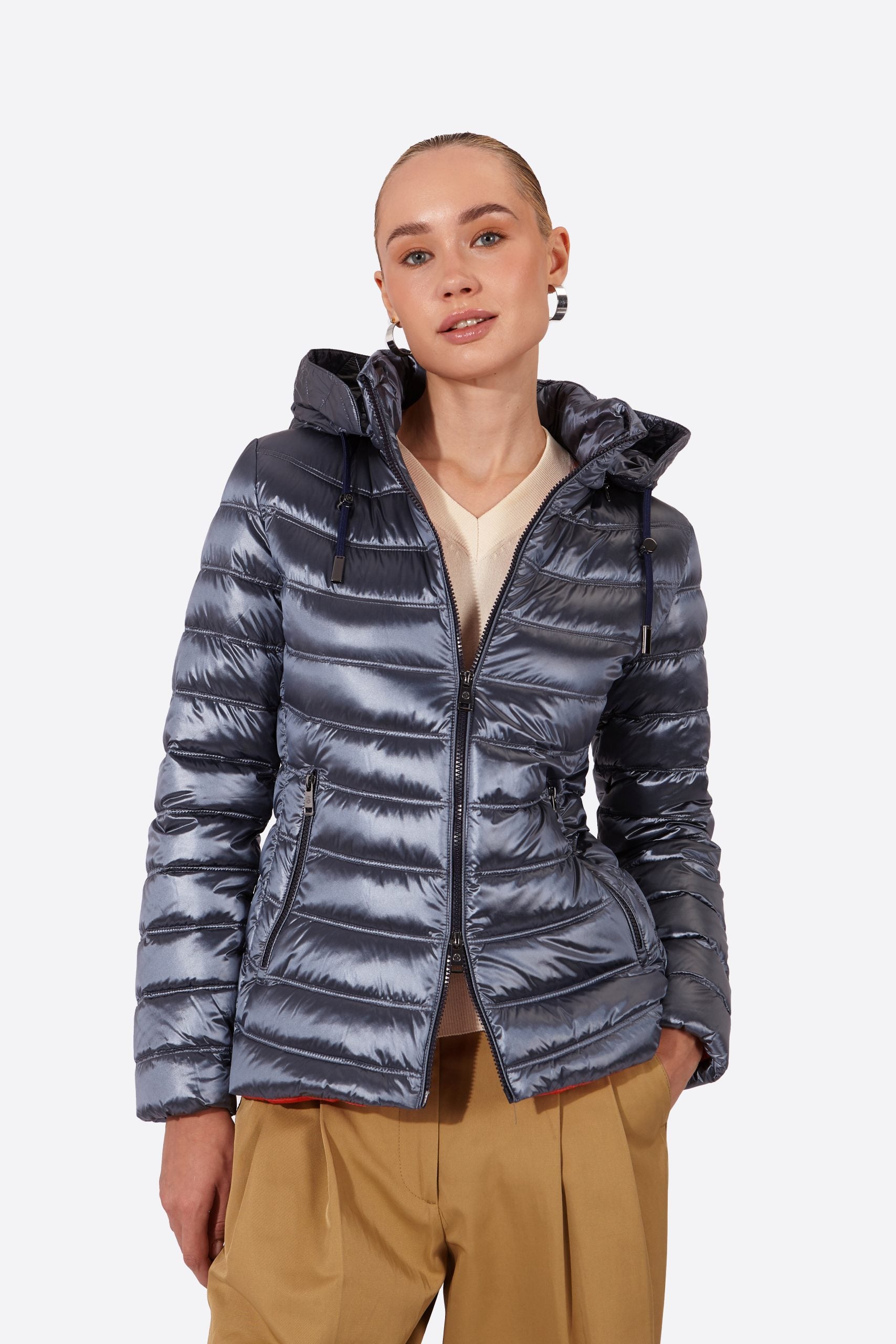 Women's short down jacket ROSALIA-Jacket-Henry Arroway-XS-Azul Acero-Urbanheer