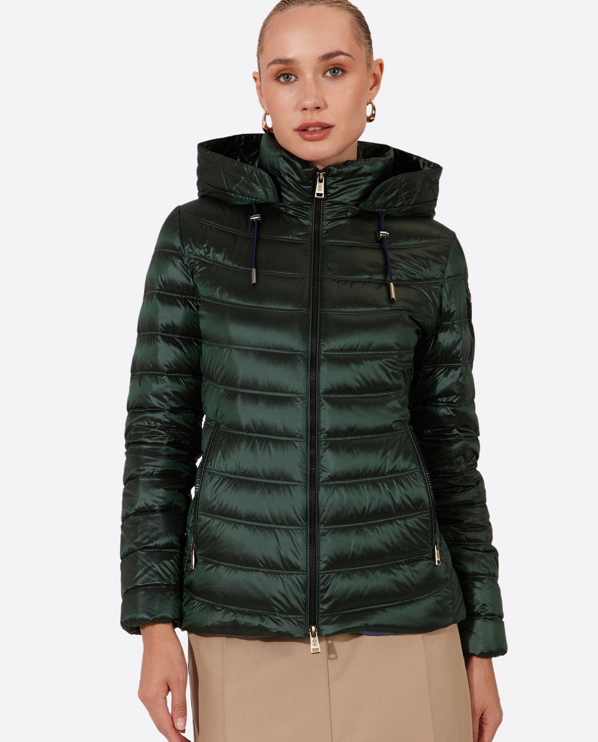 Women's short down jacket ROSALIA-Jacket-Henry Arroway-XS-Green Forest-Urbanheer