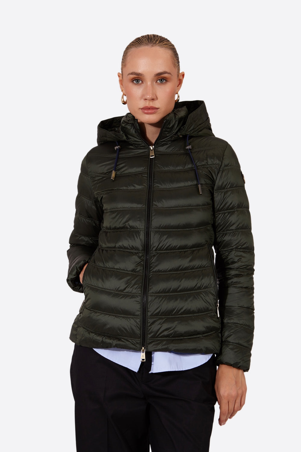 Women's short down jacket ROSALIA Royal Green-Jacket-Henry Arroway-XS-Royal Green-Urbanheer