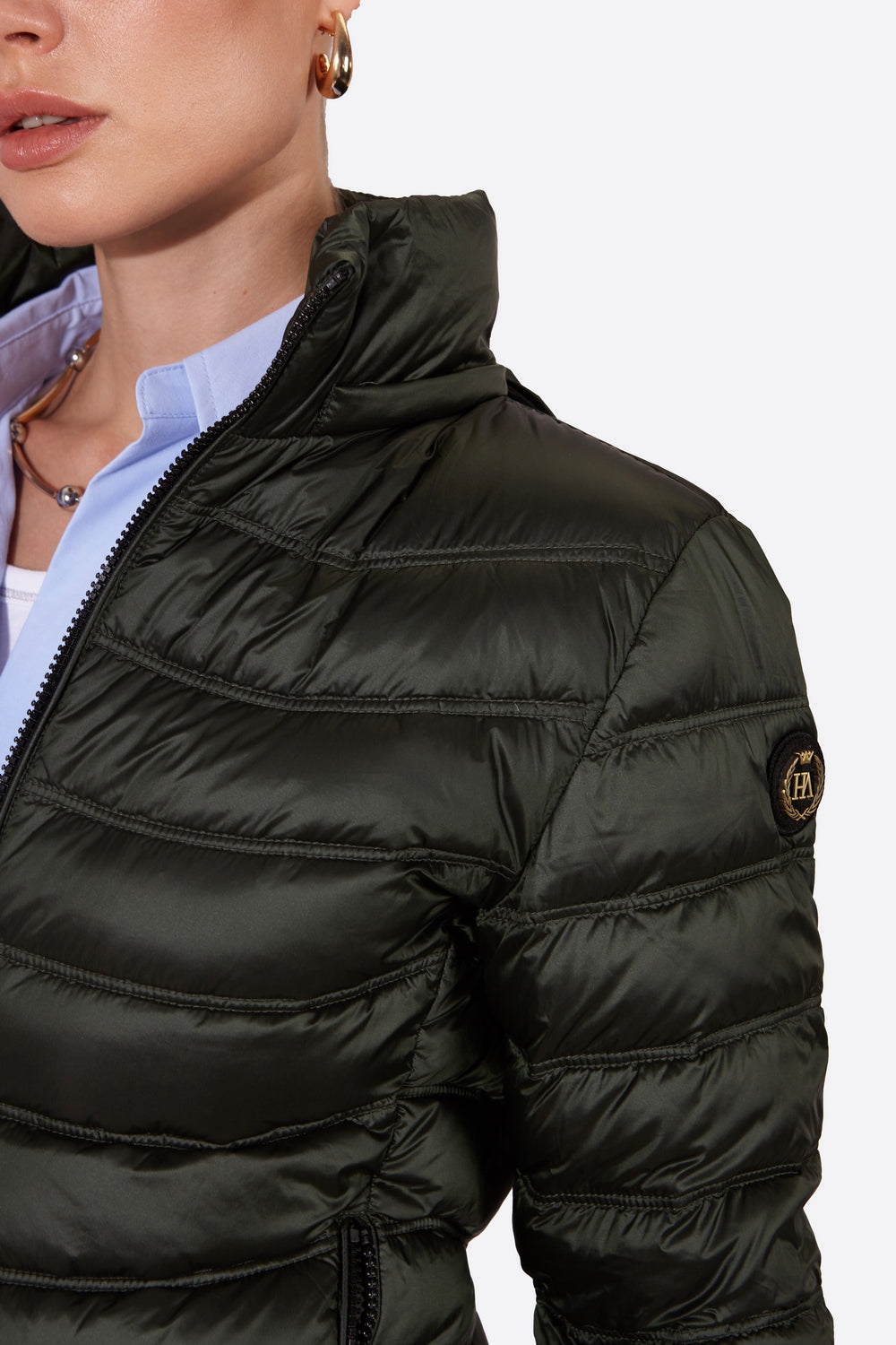 Women's short down jacket ROSALIA Royal Green-Jacket-Henry Arroway-XS-Royal Green-Urbanheer