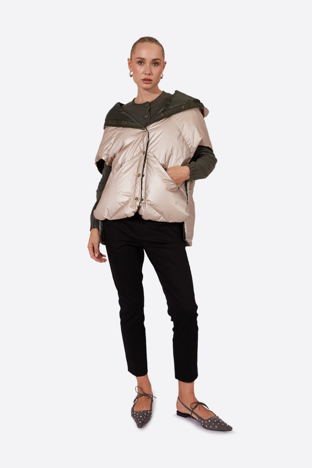 Women's water-repellent cape RYE-Jacket-Henry Arroway-S-Champagne-Urbanheer