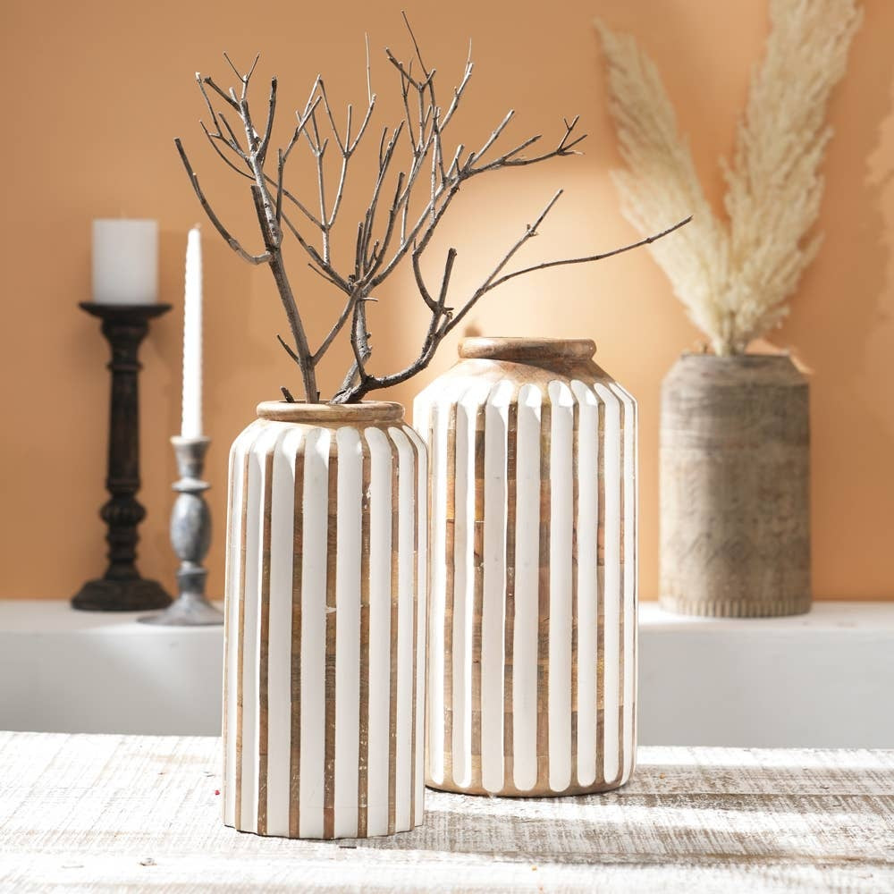 Wooden Decorative Handcrafted  Accent Wood Vase