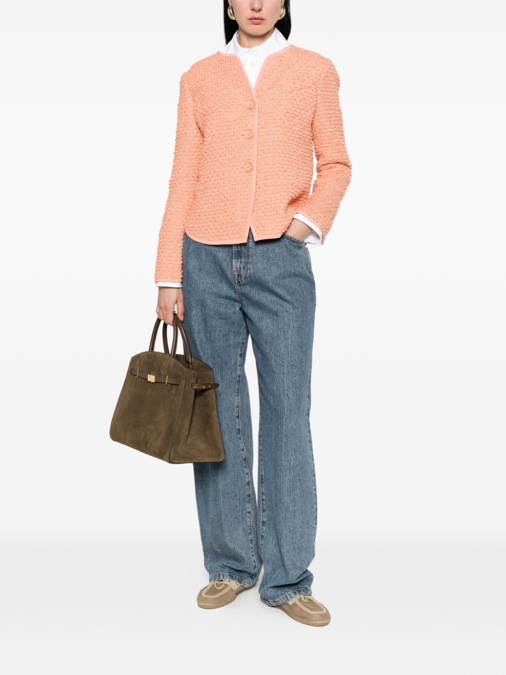 Wool Blend Button-Up Jacket for Comfort