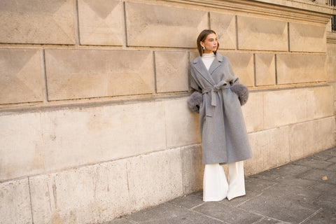 Wool-Blend Coat with Removable Faux-Fur Cuffs