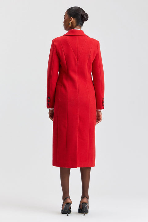 Wool Blend Sculpted Double Breasted Coat