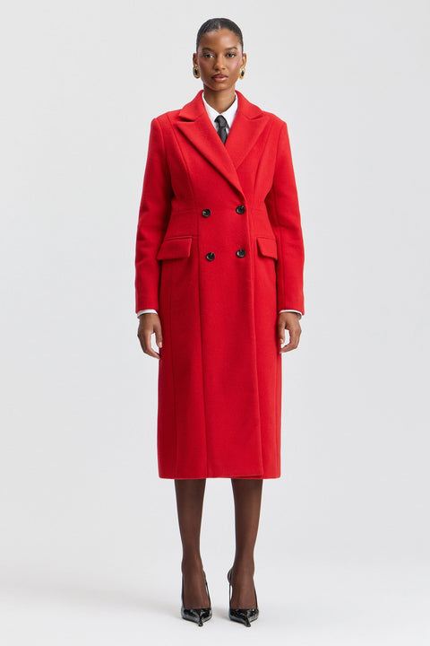Wool Blend Sculpted Double Breasted Coat