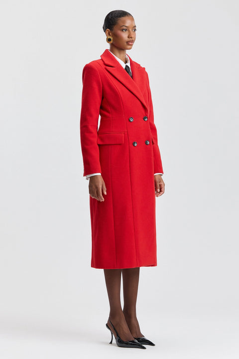 Wool Blend Sculpted Double Breasted Coat