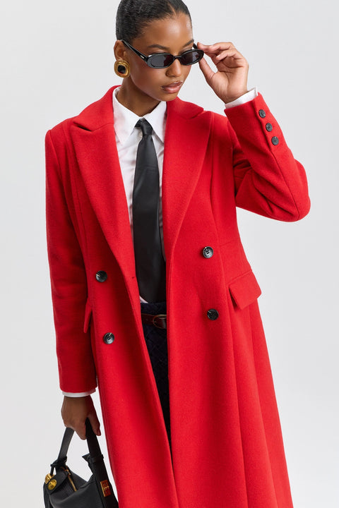 Wool Blend Sculpted Double Breasted Coat
