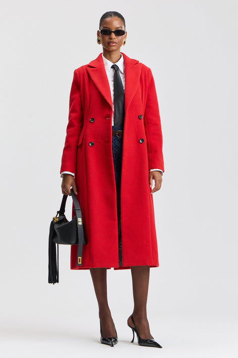 Wool Blend Sculpted Double Breasted Coat