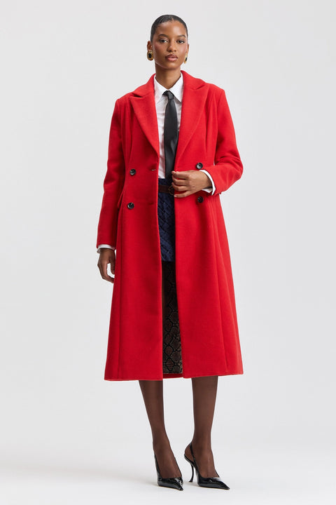 Wool Blend Sculpted Double Breasted Coat