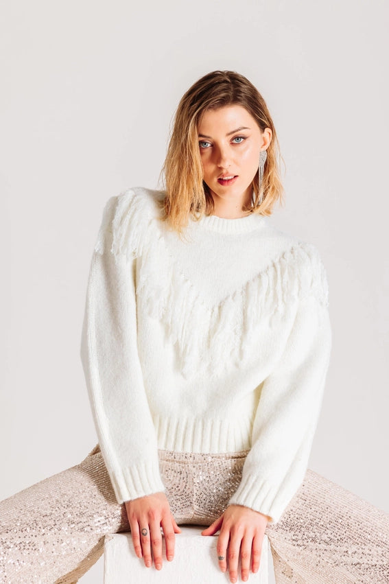 Wool Fringed Sweater-Sweater-Miawhitemilano-S-Urbanheer