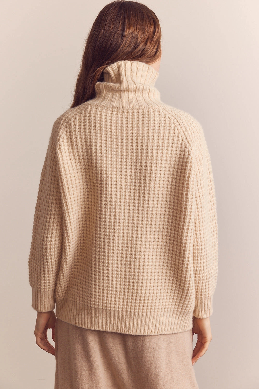 Wool Turtleneck Waffle Sweater