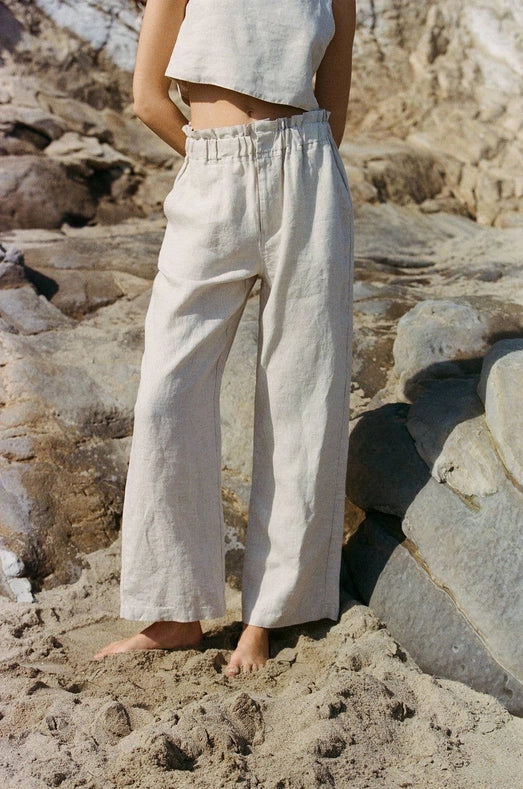 Woven 100% Linen Straight Leg Pants-Pants-a.ren-S-Linen-Urbanheer