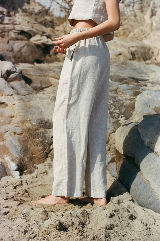 Woven 100% Linen Straight Leg Pants-Pants-a.ren-S-Linen-Urbanheer