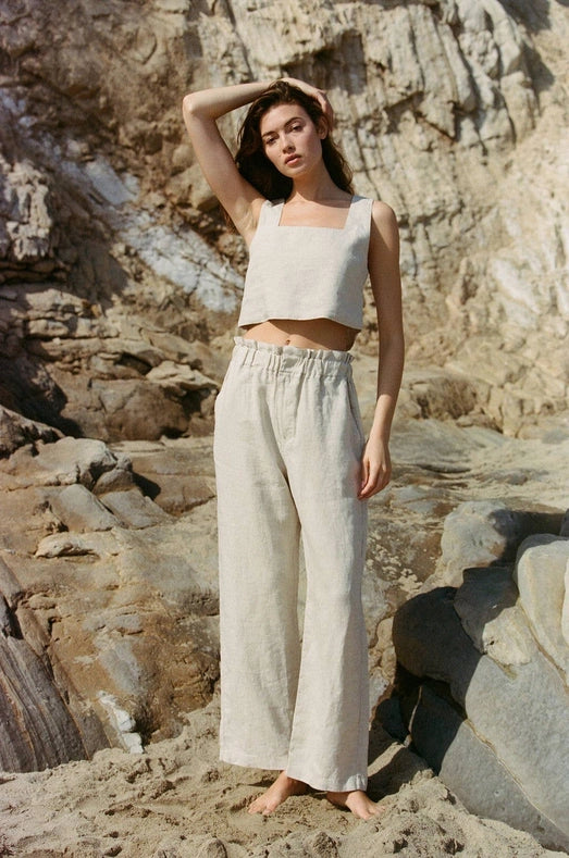 Woven 100% Linen Straight Leg Pants-Pants-a.ren-S-Linen-Urbanheer