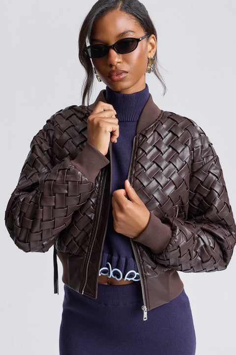 Woven Faux-Ever Leather™ Bomber Jacket