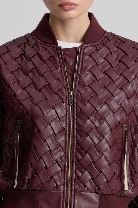 Woven Faux-Ever Leather™ Bomber Jacket - Merlot