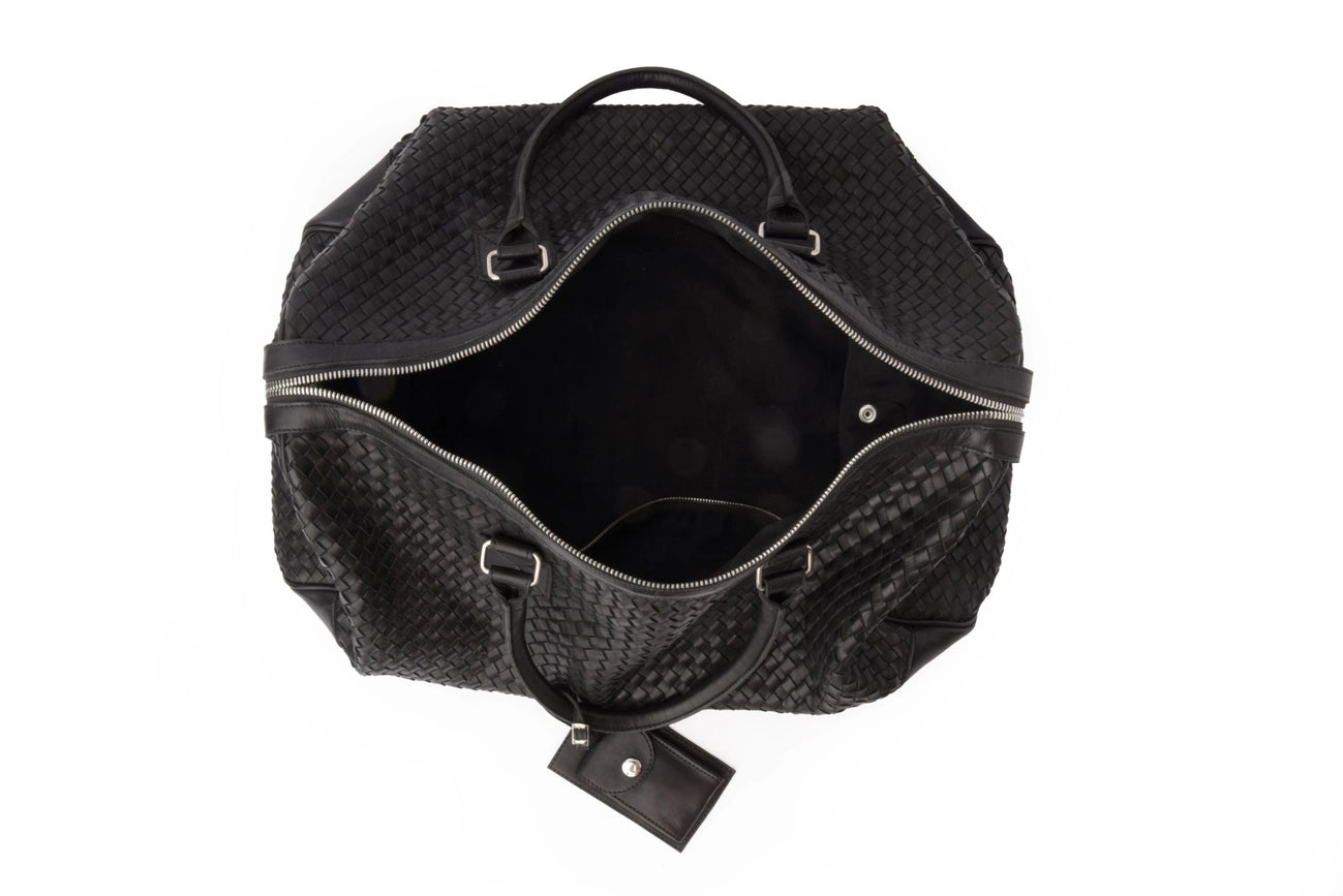 Woven Leather Duffle-Bags-Hides-22 x 11 x 12.5 in (55.9 x 27.9 x 31.8 cm)-Black-Urbanheer