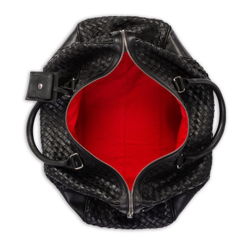 Woven Leather Duffle-Bags-Hides-22 x 11 x 12.5 in (55.9 x 27.9 x 31.8 cm)-Black-Urbanheer