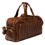 Woven Leather Duffle Dark Brown-Duffle Bag-Hides-20x10.5x8.5 In-Dark Brown-Urbanheer