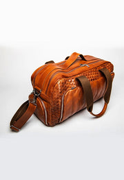 Woven Leather Duffle Serena Brown-Bags-Hides-20 x 10.5 x 8.5 in (50.8 x 26.7 x 21.6 cm)-Serena Brown-Urbanheer