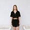 Woven Linen Tencel Flower Embroidery Elastic Waist-Shorts-a.ren-XS-Black-Urbanheer