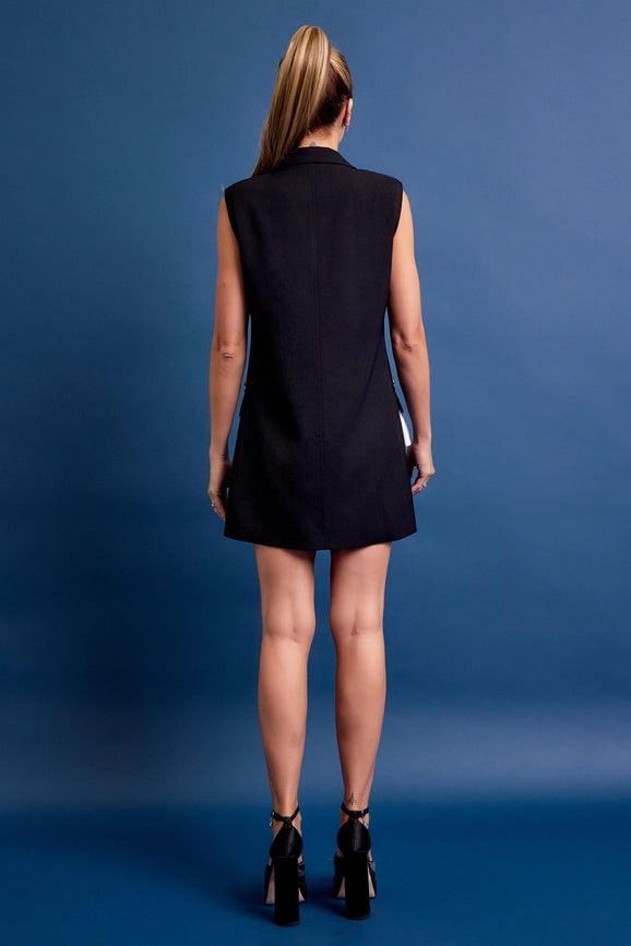 Woven Studded Sleeveless Blazer Dress Tassels BLACK from RIVIR Urbanheer Woven Studded Sleeveless Blazer Dress Tassels BLACK from RIVIR Urbanheer