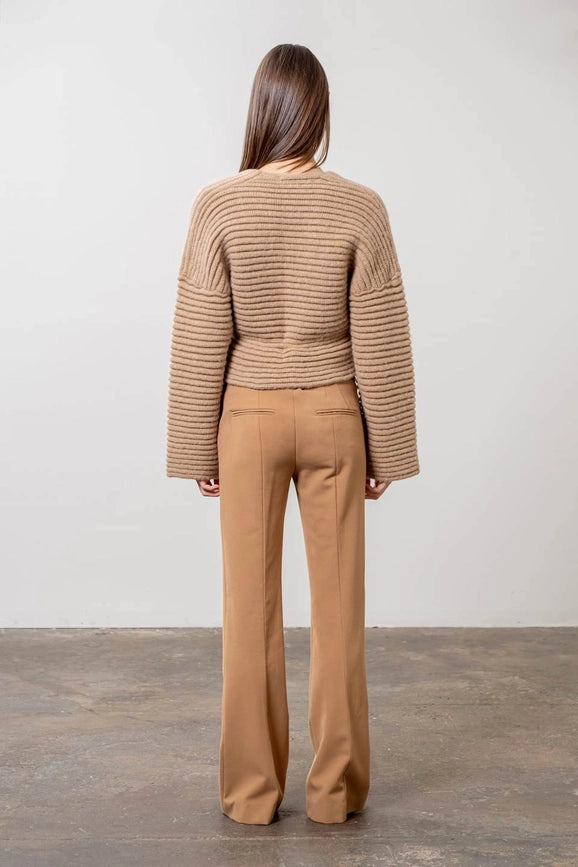 Wrap Side Tie Ribbed Knit Cardigan-Cardigan-Moon River-XS-BEIGE-Urbanheer