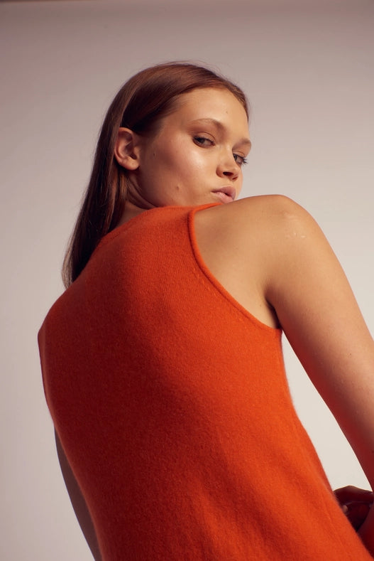 Ximena Cashmere Knitted A-Line Dress-Dress-Leap Concept-XS-Orange-Urbanheer
