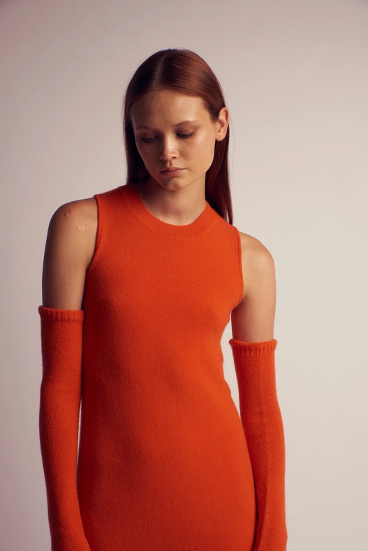 Ximena Cashmere Knitted A-Line Dress-Dress-Leap Concept-XS-Orange-Urbanheer
